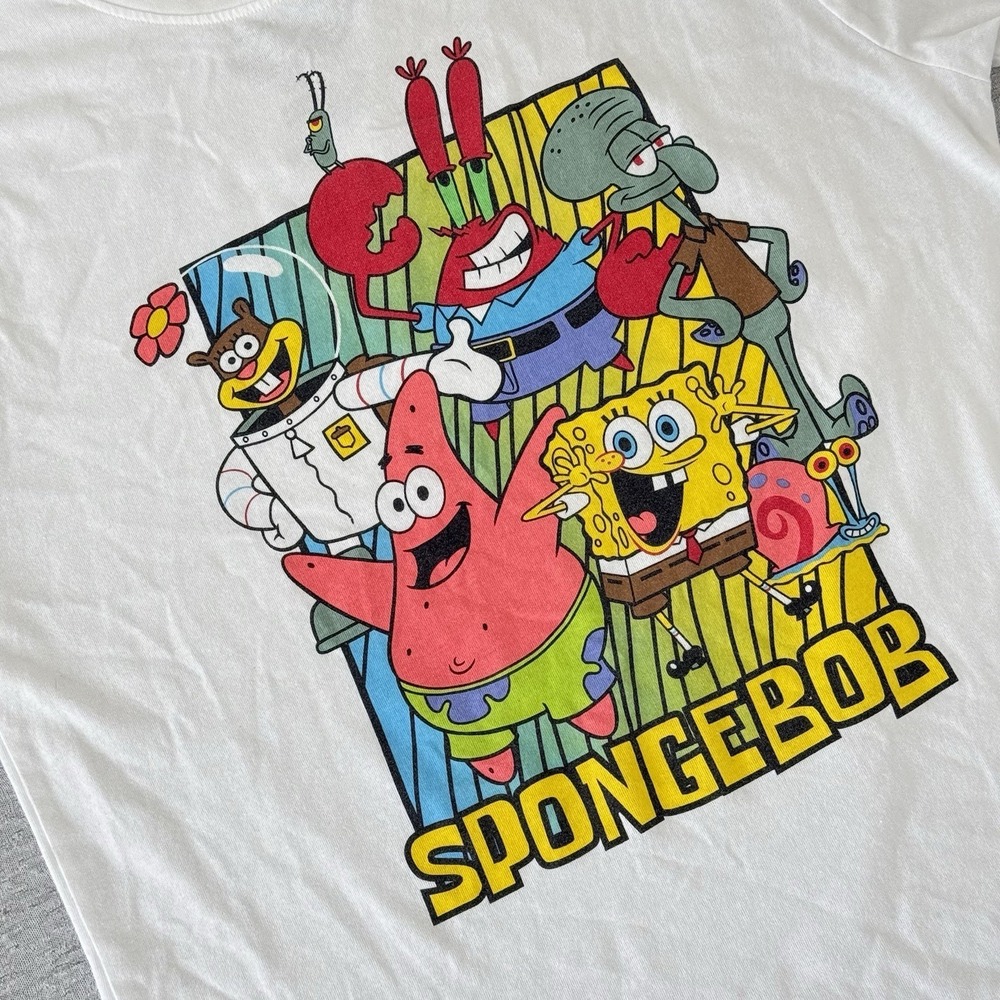 Nickelodeon‎ Spongebob Squarepants Adult T-shirt Size Large White Cotton Blend
